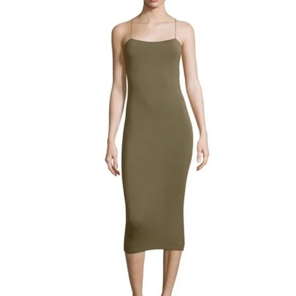ALEXANDER WANG•T Modal Spandex Strappy Cami Tank Dress in Military (Olive) XS - Picture 9 of 10